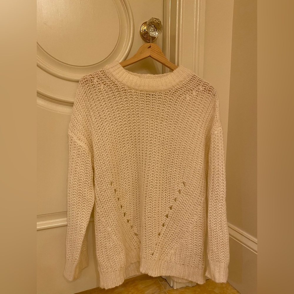 American Eagle Oversized Crochet White Sweater